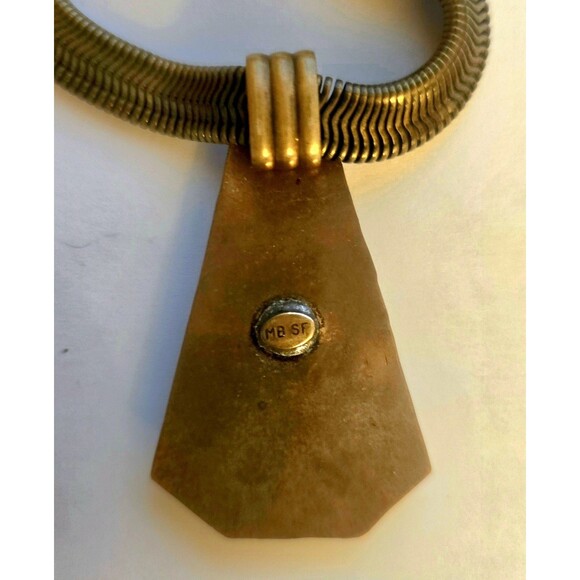 Vintage Necklace Marjorie Baer MB SF Modernist Artesian "Hand Hammered" Design - Picture 2 of 8